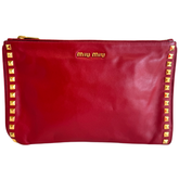 Miu Miu Leather Studded Zip Pouch Clutch