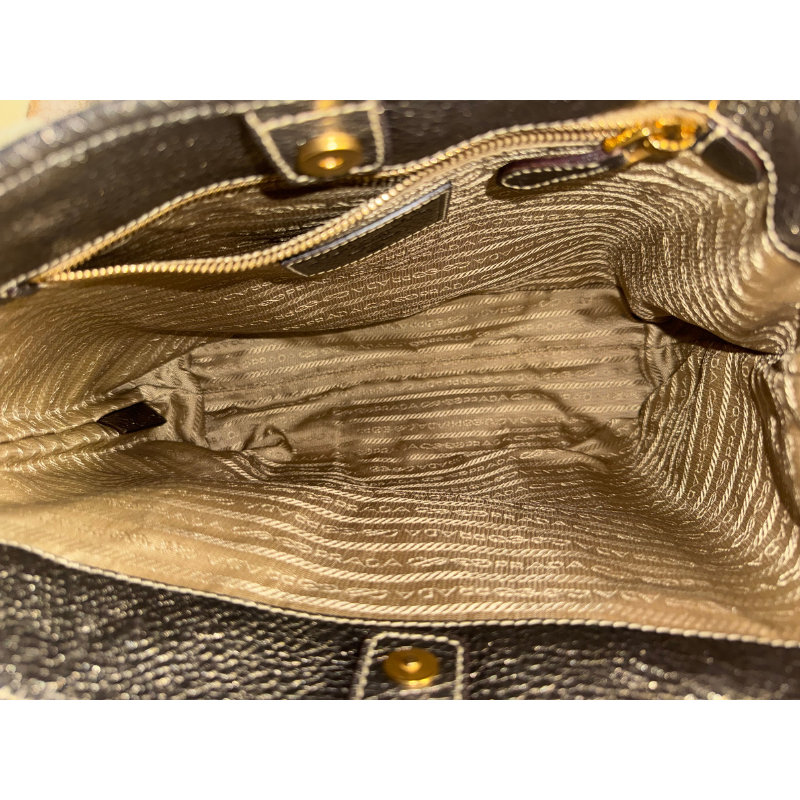 Prada Logo Jacquard Canvas Two Way Bag