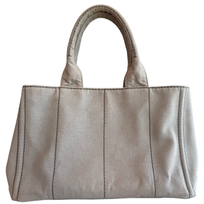 Prada Denim Canvas Logo-Print Canapa Medium Shopping Tote