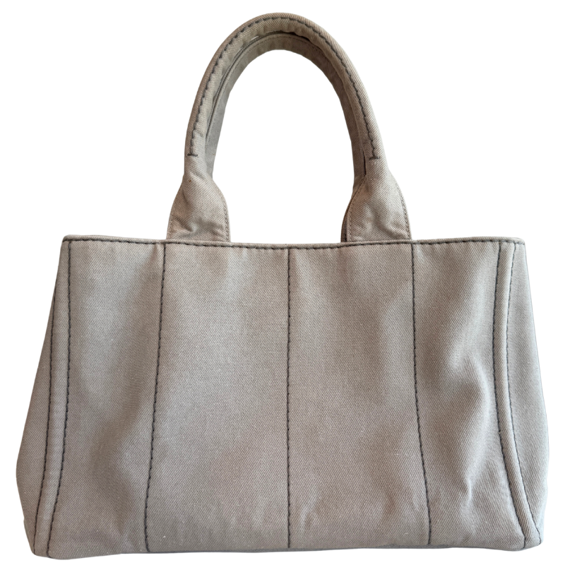 Prada Denim Canvas Logo-Print Canapa Medium Shopping Tote