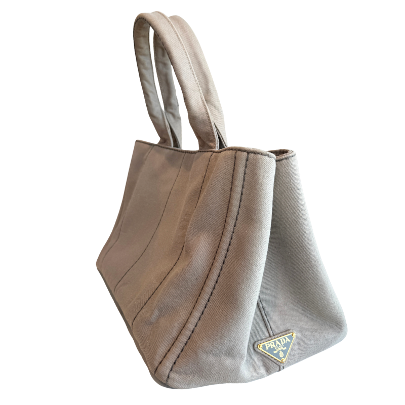 Prada Denim Canvas Logo-Print Canapa Medium Shopping Tote