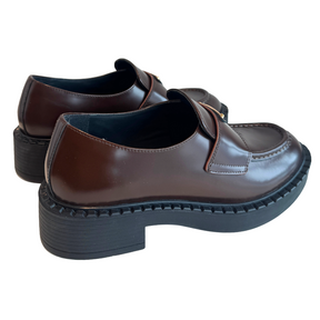 Prada Leather Triangle Logo Loafers