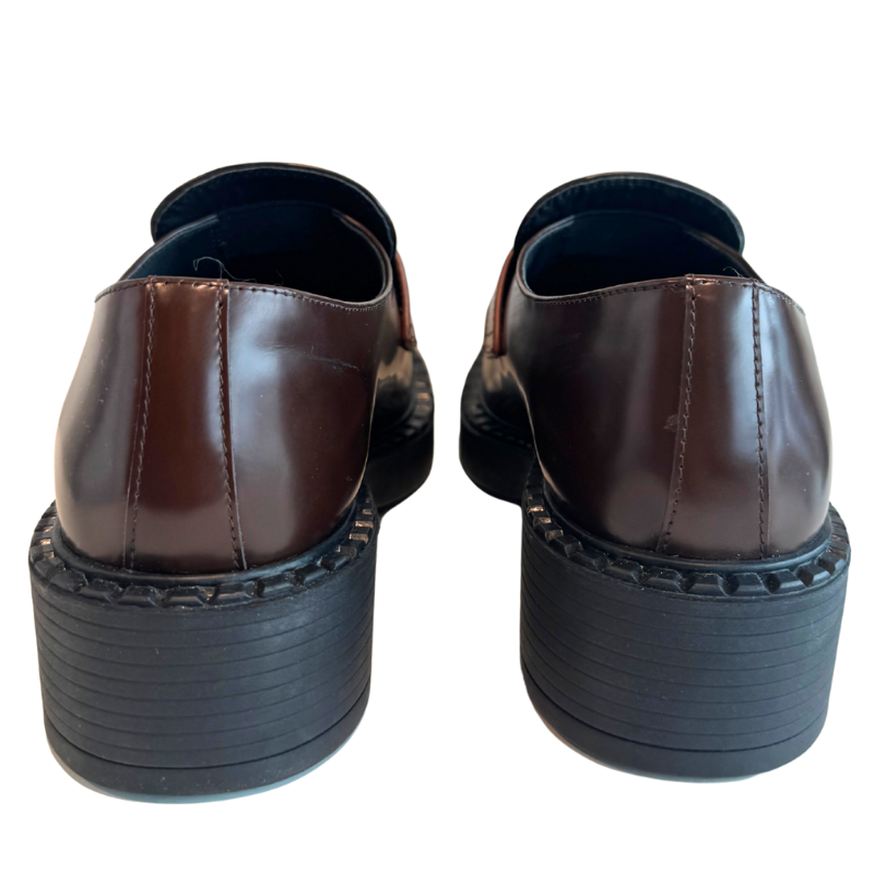 Prada Leather Triangle Logo Loafers