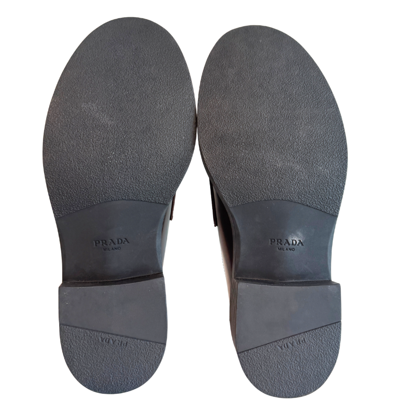 Prada Leather Triangle Logo Loafers