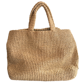 Prada Logo Raffia Medium Tote