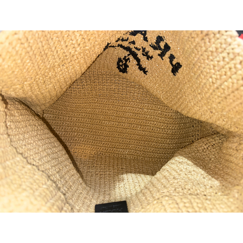 Prada Logo Raffia Medium Tote