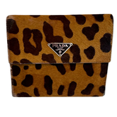 Prada Calf Hair Leopard Print Snap Wallet