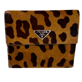 Prada Calf Hair Leopard Print Snap Wallet