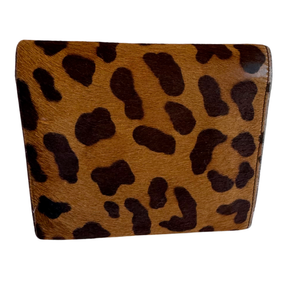 Prada Calf Hair Leopard Print Snap Wallet