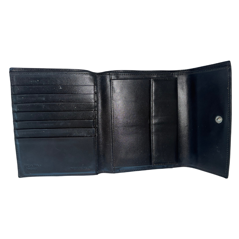 Prada Calf Hair Leopard Print Snap Wallet