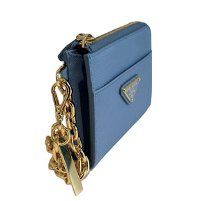 Prada Saffiano Leather Zip Wallet Wristlet