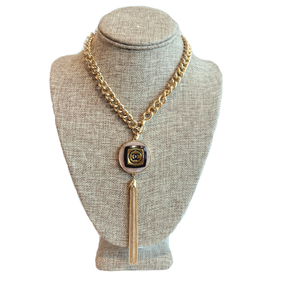 Repurposed Chanel CC Button Tassel Necklace