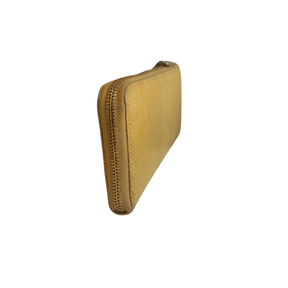 Right Side of Yellow Miu Miu Leather Zip Around Wallet
