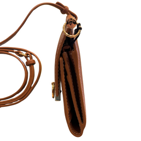 Right Side of brown Polene Number Seven Mini Crossbody Wallet on a white background. 