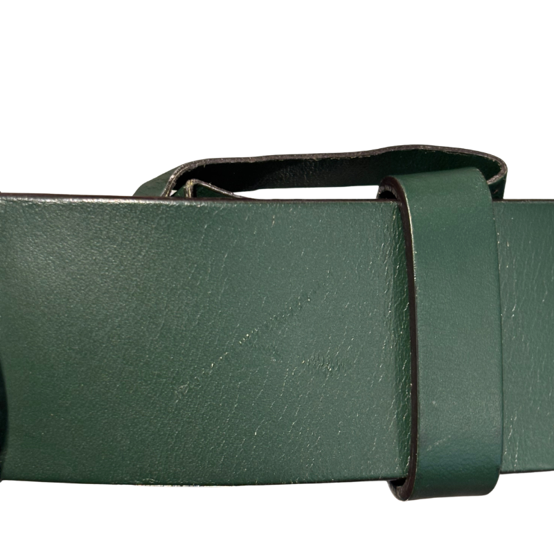 Small Scratch on Gucci GG Buckle Leather Belt on a white background. 