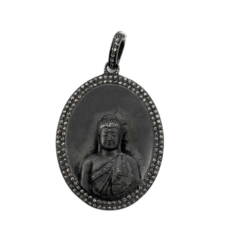 The Woods Fine Jewelry Pave Diamond Buddha Pendant