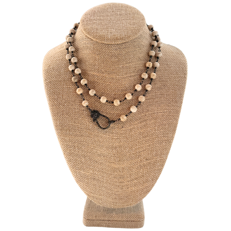 The Woods Fine Jewelry Beaded Pave Diamond Clasp Necklace