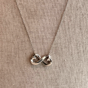Tiffany & Co. Sterling Silver Infinity Double Loving Heart Necklace