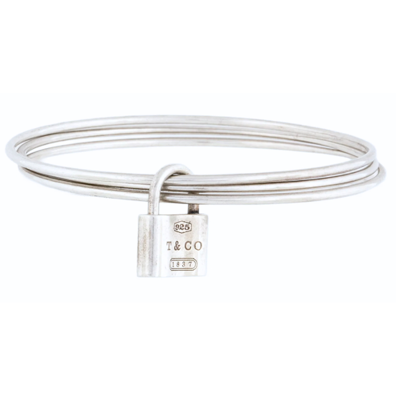 Tiffany & Co. Sterling Silver Lock Triple Bangle Bracelet