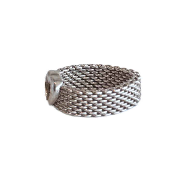 Tiffany & Co. Sterling Silver Somerset Mesh Heart Ring