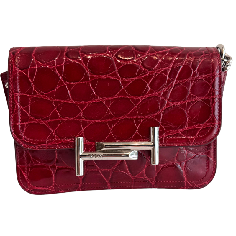 Todd's Crocodile-Effect Double T Shoulder Bag