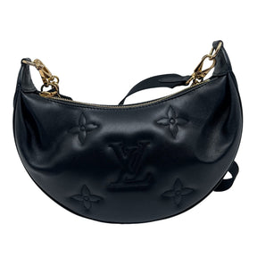 Louis Vuitton Bubblegram Over The Moon Bag  Gold Toned Hardware  Black Leather Exterior   Louis Vuitton and Print Stitched on Exterior   Single God Zip Closure   Single Gold Chain Shoulder Strap   Adjustable Black Fabric Monogram Cross Body Strap 