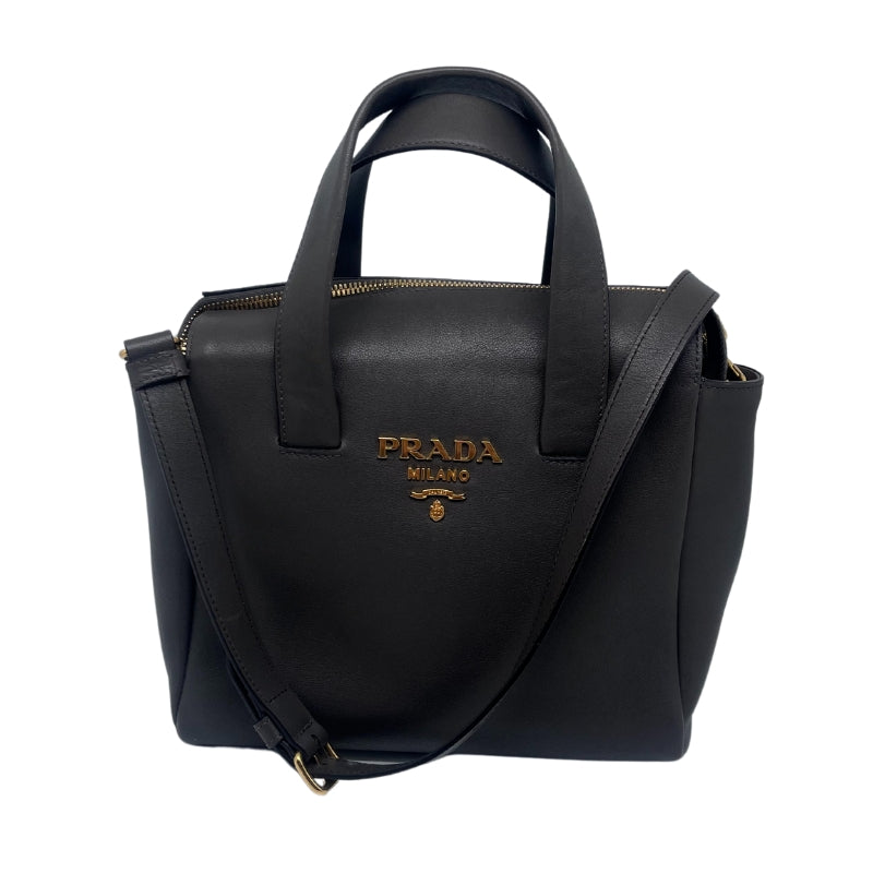 Prada Vitello Charcoal Handbag front