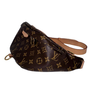 Louis Vuitton Bum Bag&nbsp;  LV Monogram&nbsp;  Gold-Toned Hardware&nbsp;  Flat Handle&nbsp;  Adjustable Waist&nbsp;  Leather Trim Embellishment&nbsp;  Single Exterior Pocket&nbsp;  Zip Closure at Front&nbsp;