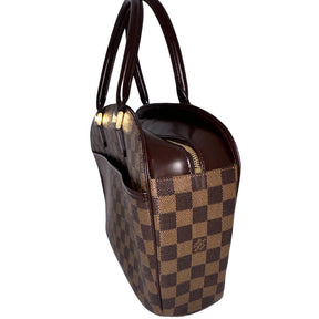 Louis Vuitton Damier Ebene Sarria Horizontal&nbsp;  Brown Coated Canvas  Damier Ebene Pattern  Gold-Toned Hardware  Leather Embellishments&nbsp;  Dual Rolled Handles  Suede Lining&nbsp;  Interior Pockets