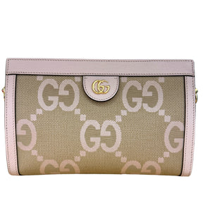 Gucci Jumbo Ophidia&nbsp;

Gucci Shoulder Bag

Pink Leather&nbsp;

Gold-Toned Hardware

Jumbo GG

Chain-Link Shoulder Strap

Canvas Lining

Single Interior Pocket

Snap Closure at Top