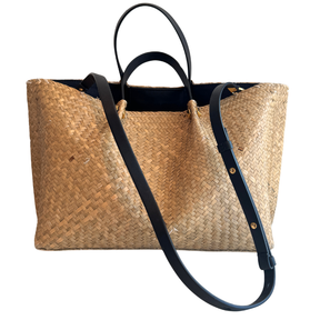 Valentino Raffia Vlogo Escape Shopping Tote