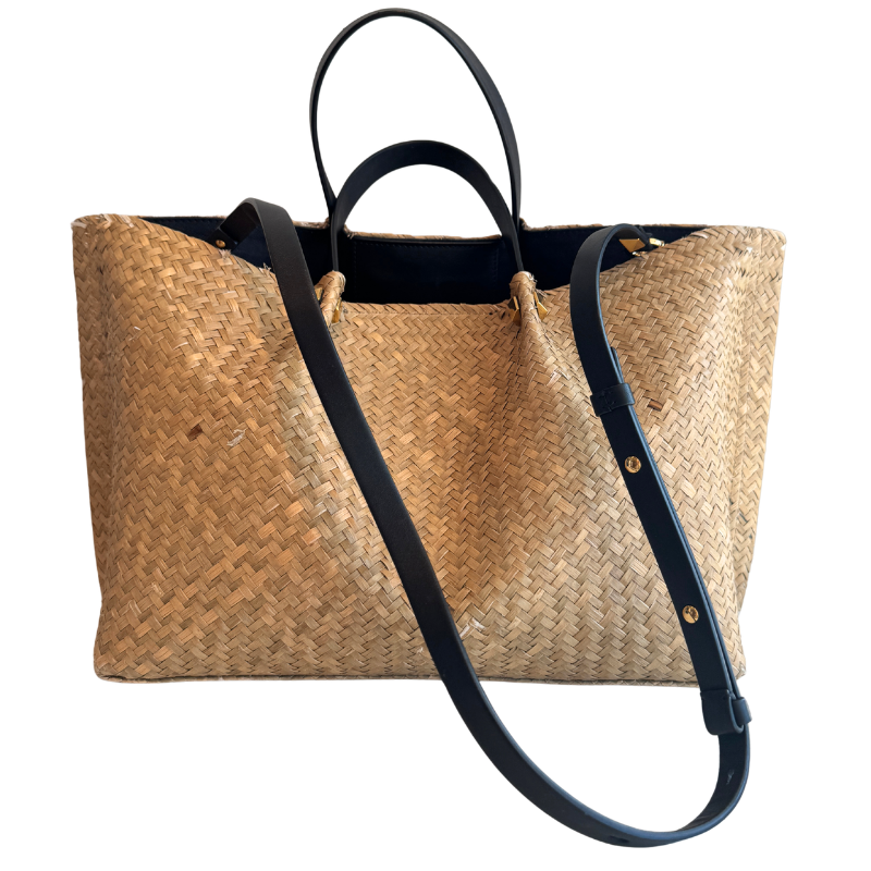 Valentino Raffia Vlogo Escape Shopping Tote