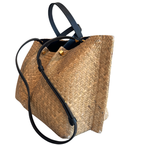 Valentino Raffia Vlogo Escape Shopping Tote