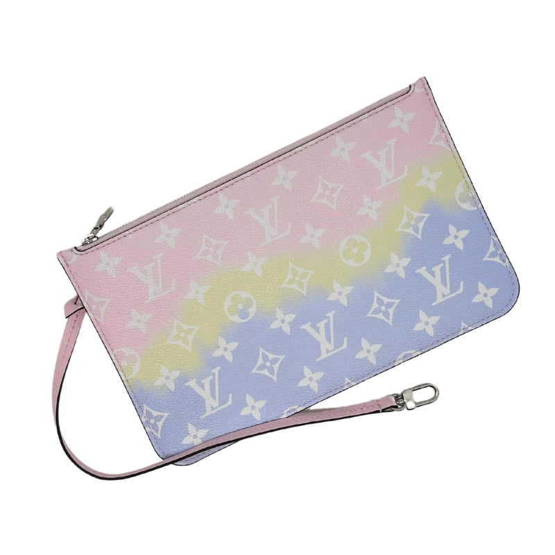 Louis Vuitton Monogram Escale Neverfull MM Pastel Bag Pink Coated Canvas with Dark Blue, Light Blue, Yellow, and Pink Ombre Escale Pattern Silver-Toned Hardware Dual Shoulder Straps Leather Trim Embellishment Canvas Lining & Single Interior Pocket Clasp Closure at Top Includes Escale Pouch Includes Dust Bag 