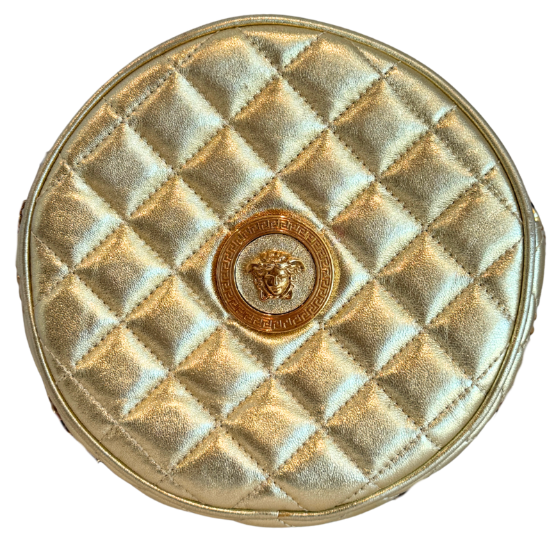 Versace Nappa Quilted La Medusa Round Camera Bag