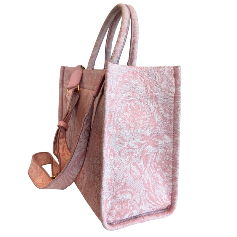 トートバッグ Shopping bag - Versace - Leather - Pink Versace Pink Printed Large Fabric Leather Shopping Tote Bag