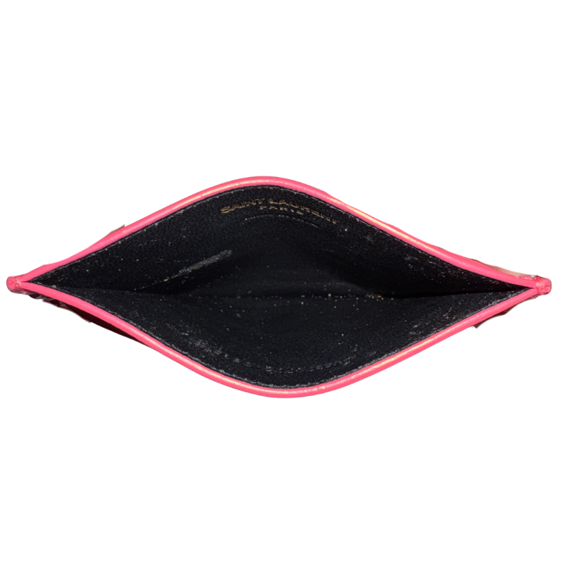 Saint Laurent Grain De Poudre Matelasse Monogram Card Holder