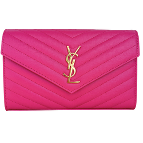 Saint Laurent Grain De Poudre Matelasse Cassandre Chain Wallet
