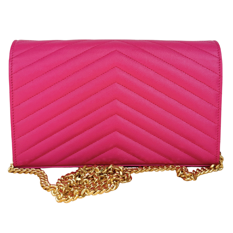 Saint Laurent Grain De Poudre Matelasse Cassandre Chain Wallet