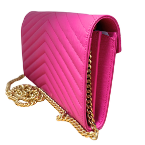 Saint Laurent Grain De Poudre Matelasse Cassandre Chain Wallet