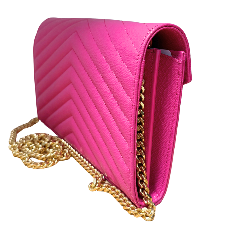 Saint Laurent Grain De Poudre Matelasse Cassandre Chain Wallet