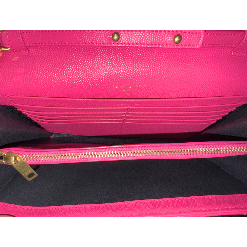 Saint Laurent Grain De Poudre Matelasse Cassandre Chain Wallet