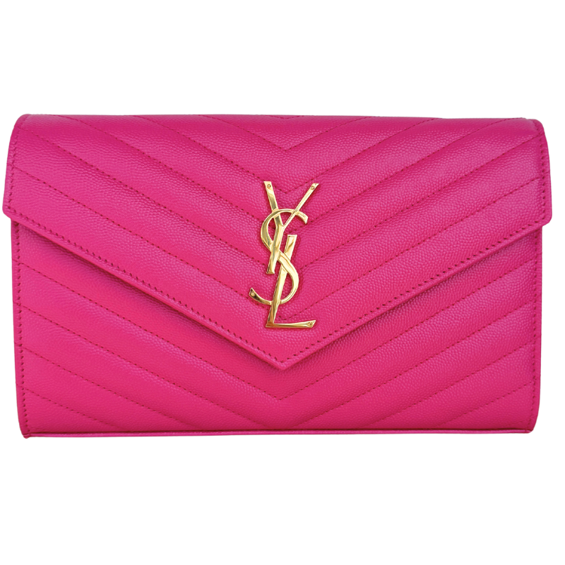Saint Laurent Grain De Poudre Matelasse Cassandre Chain Wallet