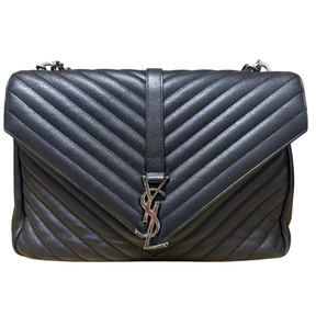 Saint Laurent Chevron Leather Monogram Large College Bag