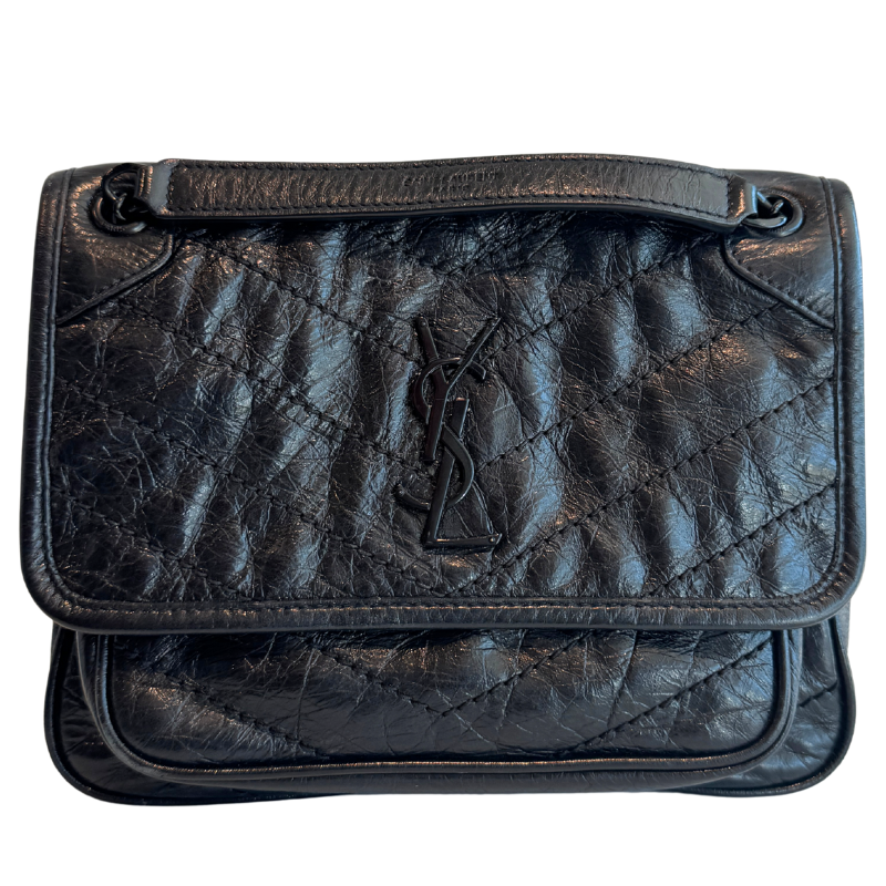 Saint Laurent Crinkle Matelasse Baby Niki Chain Satchel
