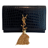 Saint Laurent Crocodile Embossed Monogram Kate Wallet On Chain