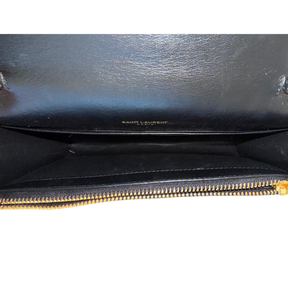 Saint Laurent Crocodile Embossed Monogram Kate Wallet On Chain