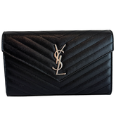 Saint Laurent Grain De Poudre Matelasse Cassandre Monogram Wallet On Chain
