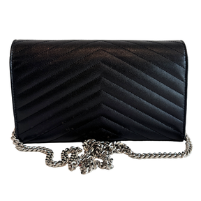 Saint Laurent Grain De Poudre Matelasse Cassandre Monogram Wallet On Chain