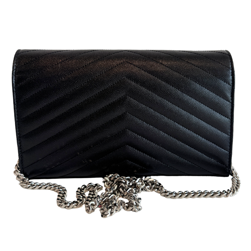 Saint Laurent Grain De Poudre Matelasse Cassandre Monogram Wallet On Chain